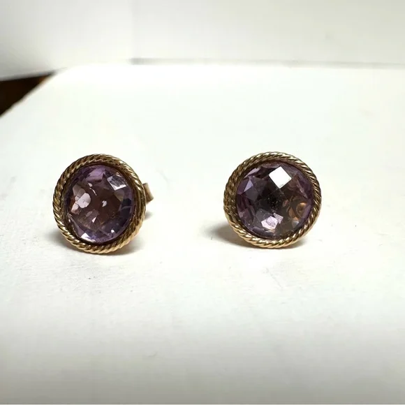 Milor Made In Italy 14k Gold Braided Bezel Set Stud Earrings
